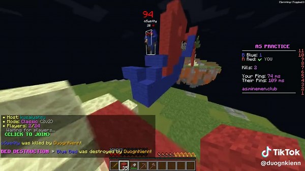 Duel Zootober in Minecraft: Bedfight Action