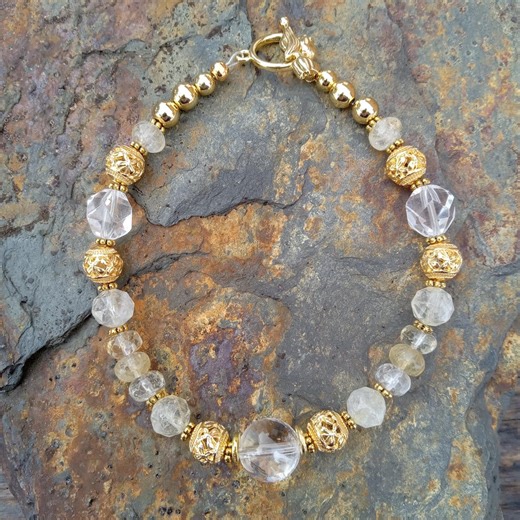 XL Energizing Princess Bracelet Clear Quartz Faceted Citrine Amplify Positivity Wholeness Personal Growth Healing Well-being Balancing 131 - Etsy