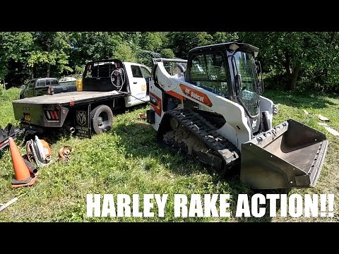 Bobcat T66 Harley Raking Gravel Driveway and Regrading.