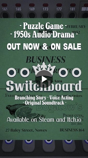 A few days ago I released Switchboard , my hybrid puzzle game audio-drama, on Steam and itch.io! Play Maggie, a switchboard operator in 1952, beckoned into a revolution lurking in her rural town… | Jonathan Yeap