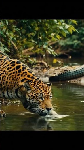 Jaguar Hunts Caiman in Pantanal
