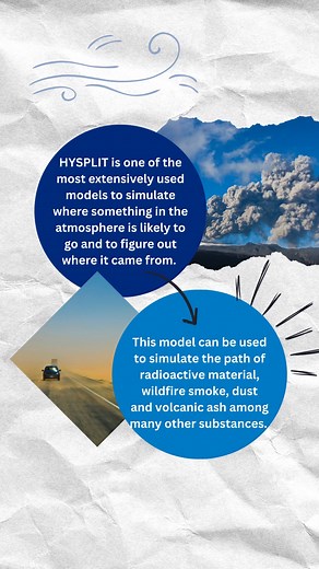 The HYSPLIT (Hybrid Single-Particle Lagrangian Integrated Trajectory) is a computer model that is used to understand how pollutants travel and spread in the air. HYSPLIT is one of the most extensively used models to simulate where something in the atmosphere is likely to go and to figure out where it came from. This model can be used to simulate the path of radioactive material, wildfire smoke, dust and volcanic ash among many other substances. It was recently used to simulate the transport of a
