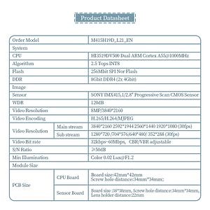 [Hot Item] Imx415 8MP/4K Low Light IP Camera Module Hi3519DV500 Ai Chips Ai Denoise 0.01lux 120dB Dr Poe Connectivity for Dark Surveillance