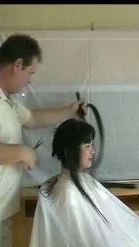 cute nerdy girl very long hair cut very short #ladieshaircut #haircut #pixie #hair #hairstyle