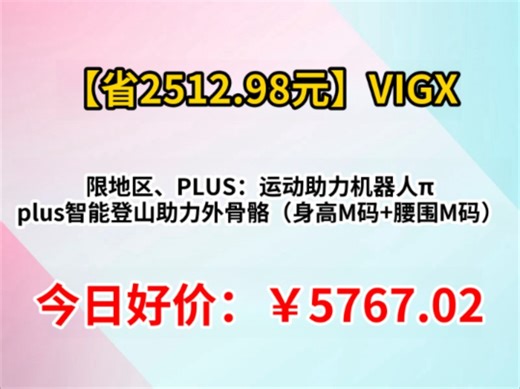 限地区、PLUS：VIGX运动助力机器人π plus智能登山助力外骨骼（身高M码+腰围M码）