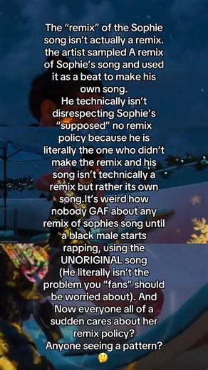 Artists literally sample remixed versions of songs and use those samples to make their own original song like how do we not know this either??🤯🤦🏾#sophiexeon #fyp #viral #fypシ゚viral #fypシ