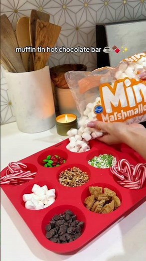 Muffin tin hot chocolate bar hack perfect for Winter.