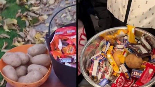 Some trick-or-treaters picking potatoes over candy