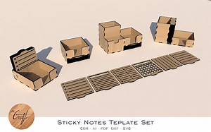 Sticky Notes Case and Template Set. 6 Template Guide, 4 Sticky Note Case Type. Digital Laser Cut File. Cdr Svg Ai Pdf Dxf - Etsy