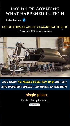 World’s First 12m 3D Printed Boat! 🚢🤖 Robotic Hull Printing by CEAD Group #3d #engineering #tech