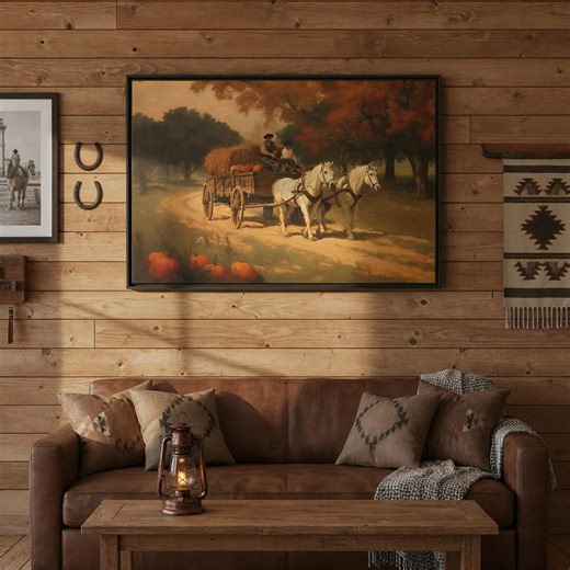 Western Wall Art | Autumn Ride | Canvas & Fine Print | Father Son Decor - Etsy