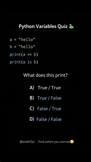 Python Interview Trap 🚨#PythonQuiz #PythonTrick #LearnPython #Snakifyx #CodingQuiz #python #java