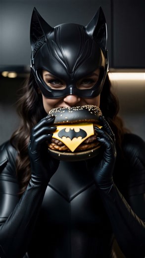 This burger challenge broke Catwoman #foodchallenge #cosplay #shorts