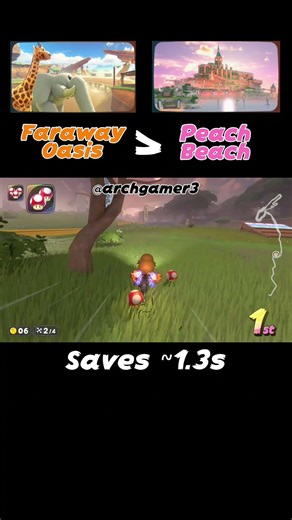 Faraway Oasis to Peach Beach shortcut #fypシ #mariokart #mkworld #intermissionrevolution