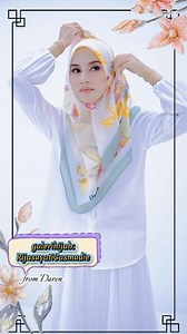 Tutorial hijab segiempat dengan motif Bunga simpel elegan dan modis | Rija Suyati Casmudie