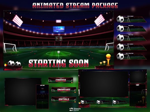Football Stream Overlay Pack | Animated Soccer Stream Screens | Sport Arena Theme | Stadium Overlays | Soccer Streamers | Twitch Alerts - Etsy Canada
