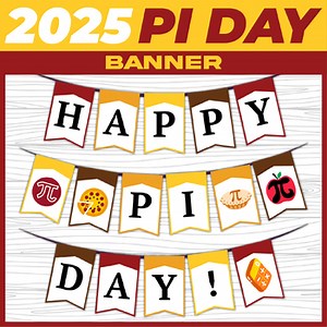 Pi Day Party Banner Printable: Happy Pi Day Bunting for Classroom & Door Decor