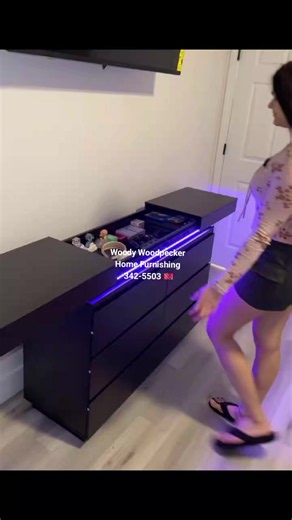 Modern LED Dresser with Hidden Storage & Charging Station