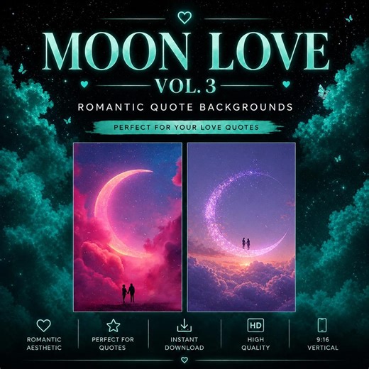 Moon Love Vol. 3 | Romantic Quote Video Backgrounds Pack | Moon Couple Reels & Story Backgrounds for Tiktok, Instagram, Facebook - Etsy
