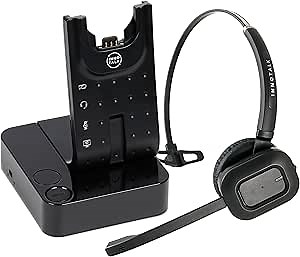 INNOTALK Remote Answering DECT Wireless Headset for Poly Polycom VVX Series Phones -VVX 300, 310, 400, 410, and All VVX Models – Includes EHS Remote Cable | Office & Call Center