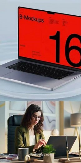 💻 Free MacBook 16 Pro Mockup Realistic PSD Template from the B Mockups Collection