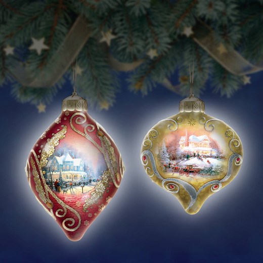 Illuminate holiday cheer with Thomas Kinkade ornaments that light up. Shop Now! https://bit.ly/32me0dR | The Bradford Exchange
