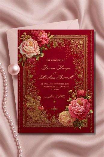 Traditional Chinese Wedding Invitation: Double Happiness, Tea Ceremony, Editable Canva (digital Download) - Etsy