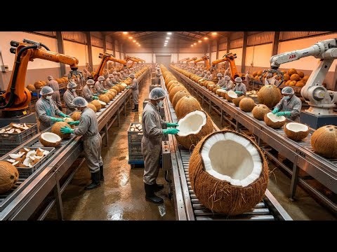 Inside a Coconut Processing Plant: From Fresh Harvest to Two Premium Products (Full Process)