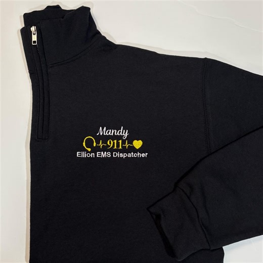 Emergency Dispatch Call Center Jacket | 911 Emergency Services Custom Quarter Zip Collar Sweatshirt, Emergency Response EMS EMT Dispatcher - Etsy