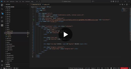 Digital Clock Project with Cyberpunk UI using HTML CSS JavaScript | Mrunal Thamake posted on the topic | LinkedIn