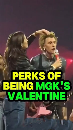 machine gun kelly updates / fan page on Instagram: "If you're chosen as mgk's valentine, you can fix his hair, sing with him, and hold his mic and his hand. 😇 mgk loves dudes too. 📝: mgk is on the lost americana tour. mgk had a concert at the Scotiabank Saddledome in Calgary, Alberta, Canada on November 29, 2025. During the show, mgk picked six ladies as his valentine to come up on stage. mgk brought these fans up on stage. Some of those lucky fans got to fix mgk's hair. They sang with mgk and