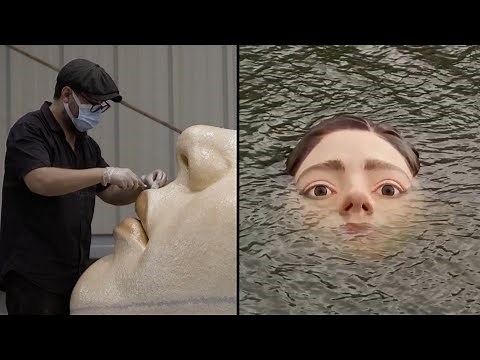 Creepy Sculpture of Drowning Girl Appears in River