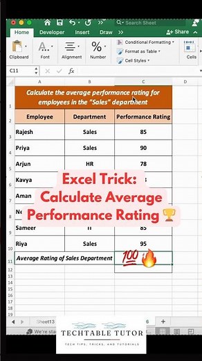 Boost Your Skills! 📈 How to Calculate Average Performance Rating in Excel – Super Easy & Fast!