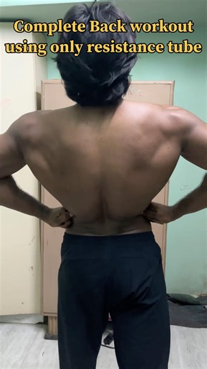 Complete Back workout using resistance tube 😃🙌 #homeworkout #workout #ytshorts #shorts #shortvideo