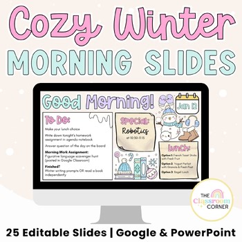 Winter Daily Slides for Google Slides & PowerPoint | Morning Routine & Agenda