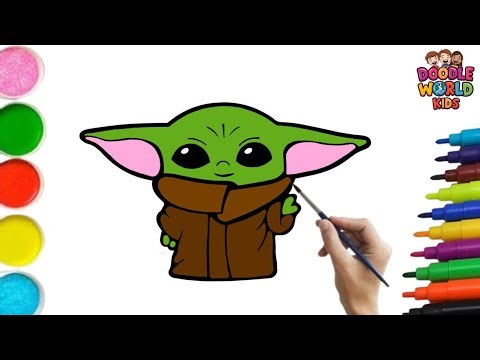 How to Draw Grogu (Baby Yoda) 🟢 | Easy Cute Cartoon Drawing for Kids | Step by Step