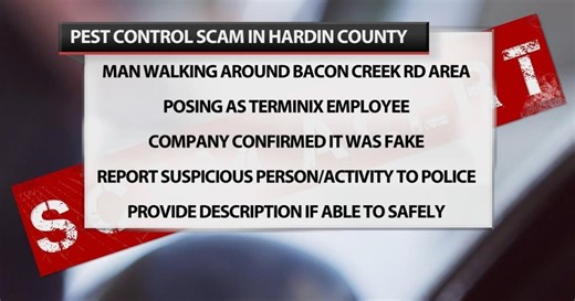 Hardin County Sheriff's Office warning about a pest control scam