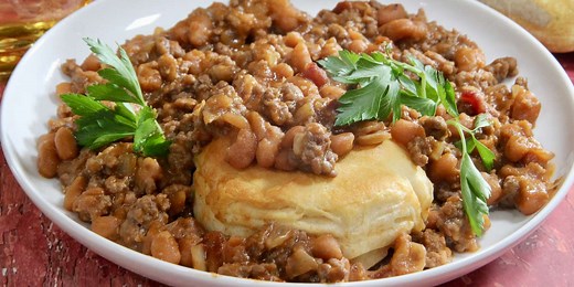 Cowboy Casserole with Biscuits