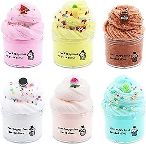 6 Pack Cloud Slime Kit,Birthday Gifts for Kids,Party Favor for Girls & Boys,Non-Sticky,Super Soft Sludge Toy