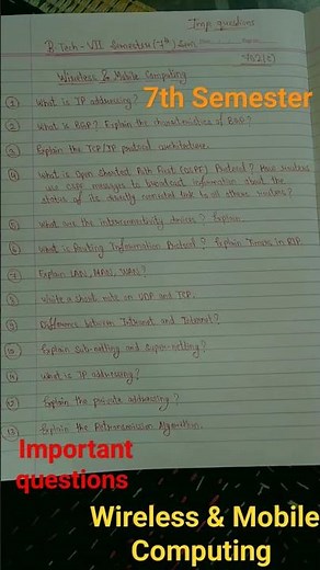 Important questions (7th Semester) Wireless & Mobile Computing