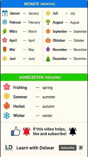 Quick German 🇩🇪: Months and Seasons #learngerman #deutschlernen #germanlanguage