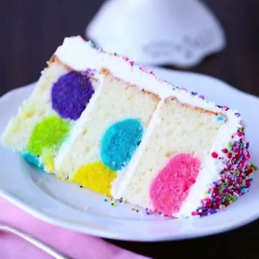 Rainbow Sprinkles Polka Dot Surprise Cake