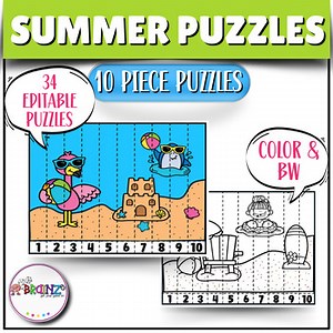 Editable Summer Sequencing Puzzles | Powerpoint & PDF | Color & B&W