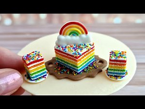 Miniature rainbow cake🌈\\ Tutorial\\ Polymer clay