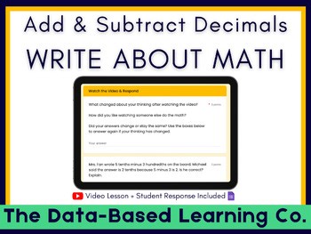 Add & Subtract Decimals | Real-World Math Writing Activity | Form and Video