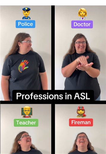 How to sign police 👮 doctor 👨‍⚕️ fireman 👨‍🚒 teacher 👩‍🏫 in ASL #employment #jobs #professional #police #teacher
