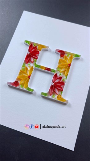 DIY Quilling Letter H | Paper Quilling Typography Art #shorts #alphabet #quilling #letter