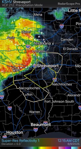 You can see the colors fading from deep red to more orange and yellow on radar. That’s a good sign, but a threat for severe weather still remains along this line, especially for Sabine and Natchitoches Parish. I lean toward this line weakening further in the next 1-2 hours as the atmosphere continues to stabilize. Given a the lack of low level directional wind shear, the tornado threat is very low, but there is still a chance for 60-75 mph wind along this line for at least the next hour. Especia