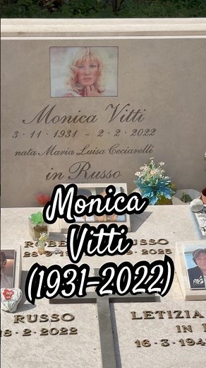 Monica Vitti (1931-2022) Actress and director. Buried at the Verano Cemetery in Rome. Italian cinema