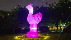 KOOY 6FT Easter Inflatable Flamingo Decoration, Spring Fairy Garden Enchanted Forest Party Decor, LED Blow up Luau Hawaiian Beach Decorations for Tiki Holiday Beach Party Tropical Lawn Yard